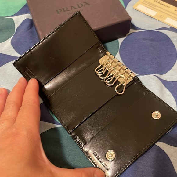 Prada Midnight Blue Nylon Quilted Key Holder - Picture 7 of 11